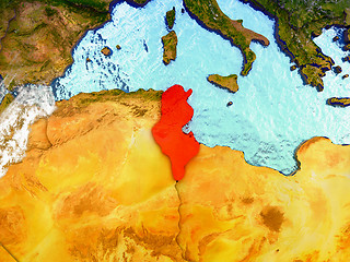Image showing Tunisia on illustrated globe