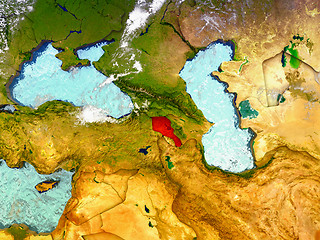 Image showing Armenia on illustrated globe