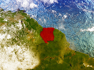 Image showing Suriname on illustrated globe