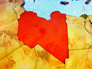 Image showing Libya on illustrated globe