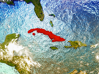 Image showing Cuba on illustrated globe