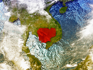 Image showing Cambodia on illustrated globe