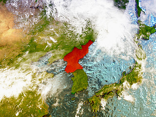 Image showing North Korea on illustrated globe