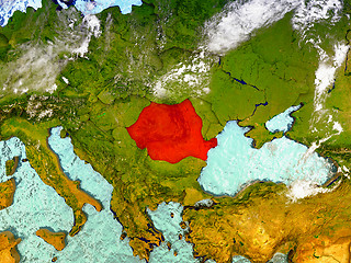 Image showing Romania on illustrated globe