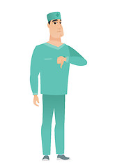 Image showing Disappointed caucasian doctor with thumb down