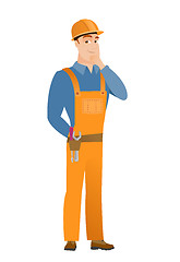 Image showing Caucasian builder thinking vector illustration