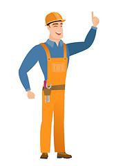 Image showing Caucasian builder pointing with his forefinger