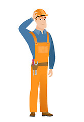 Image showing Young caucasian builder in workwear and hard hat.