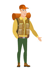 Image showing Caucasian traveler with hand in his pocket.