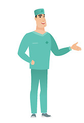 Image showing Caucasian doctor with hand in his pocket.