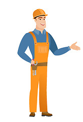 Image showing Caucasian builder with tool belt.