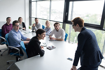 Image showing Group of young people meeting in startup office