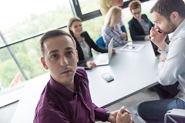 Image showing Group of young people meeting in startup office