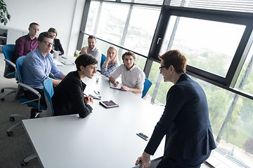 Image showing Group of young people meeting in startup office