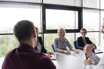 Image showing Group of young people meeting in startup office