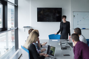 Image showing Group of young people meeting in startup office