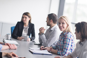 Image showing Group of young people meeting in startup office