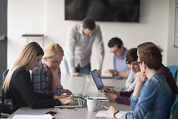 Image showing Group of young people meeting in startup office