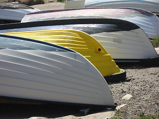 Image showing Boats on dry land