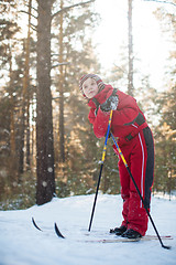 Image showing skiing in the forest