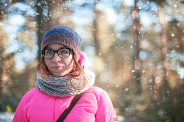 Image showing woman portrait in a winter forest