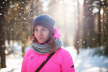 Image showing woman portrait in a winter forest