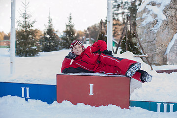 Image showing skiing in the forest