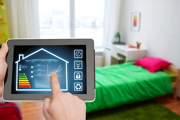 Image showing tablet pc with smart home settings on screen