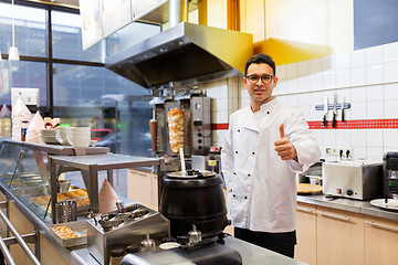 Image showing chef at kebab shop showing thumbs up