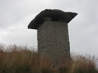 Image showing Old roof with stone pipe