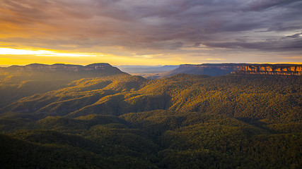 Image showing the Blue Mountains Australia at sunset