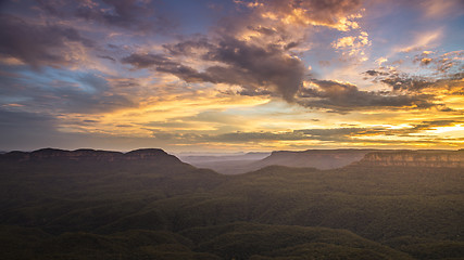 Image showing the Blue Mountains Australia at sunset