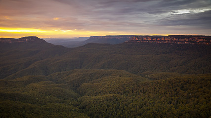 Image showing the Blue Mountains Australia at sunset