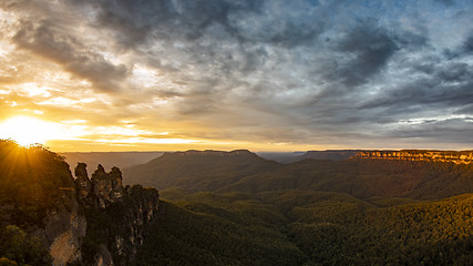 Image showing Three Sisters Blue Mountains Australia at sunrise