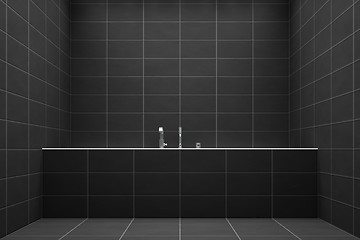 Image showing a bathroom with black tiles