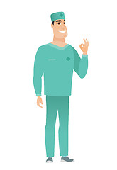 Image showing Smiling doctor showing ok sign.