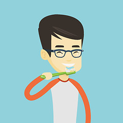 Image showing Man brushing his teeth vector illustration.