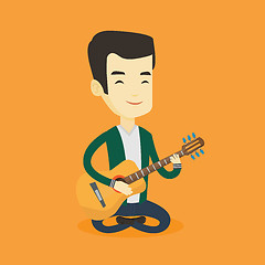 Image showing Man playing acoustic guitar vector illustration.