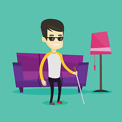 Image showing Blind man with stick vector illustration.