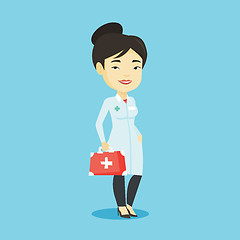 Image showing Doctor holding first aid box vector illustration.