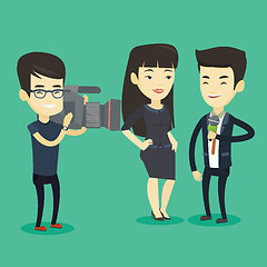 Image showing TV interview vector illustration.