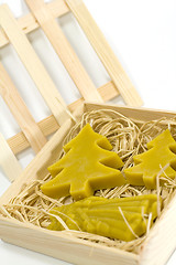 Image showing handmade yellow christmas candles