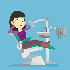 Image showing Scared patient in dental chair vector illustration