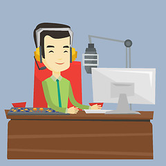 Image showing Asian dj working on the radio vector illustration