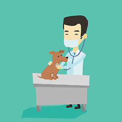 Image showing Veterinarian examining dog vector illustration.