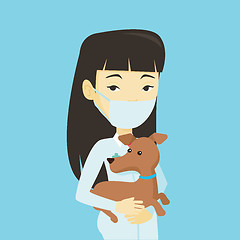 Image showing Veterinarian with dog in hands vector illustration