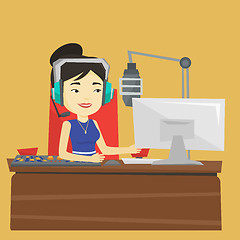 Image showing Female dj working on the radio vector illustration