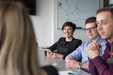 Image showing Group of young people meeting in startup office