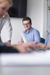 Image showing Group of young people meeting in startup office