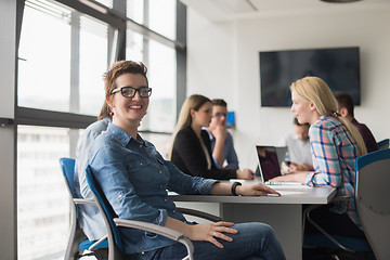 Image showing Business Team At A Meeting at modern office building